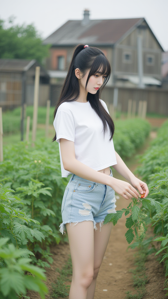 西红柿园里女孩