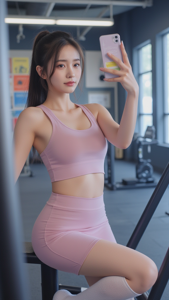 健身自拍女孩