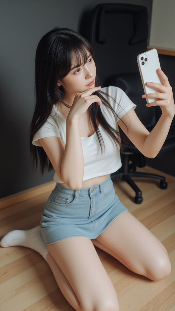 牛仔短裙女孩