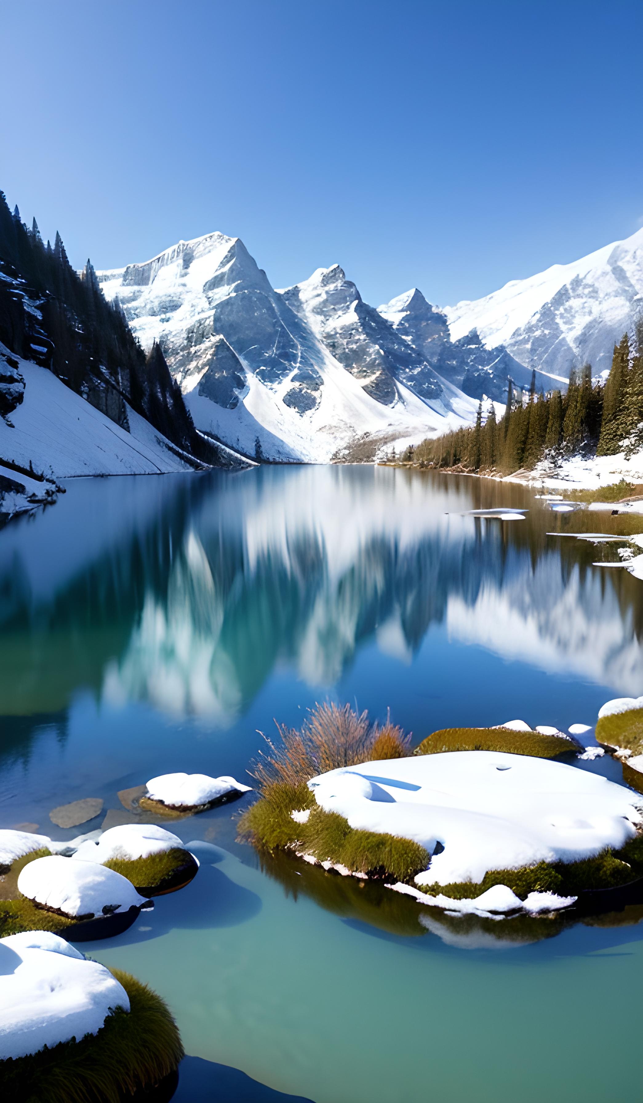 雪山湖畔。