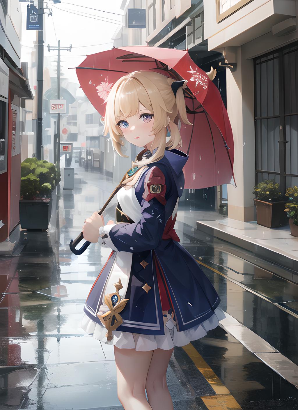 雨中的少女