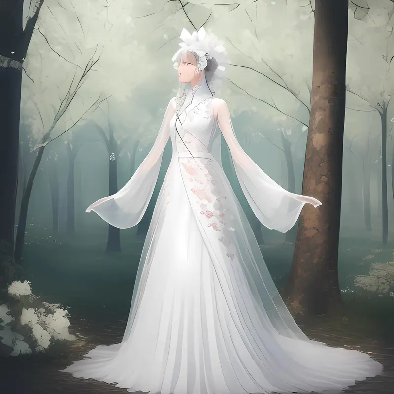 白色婚纱。