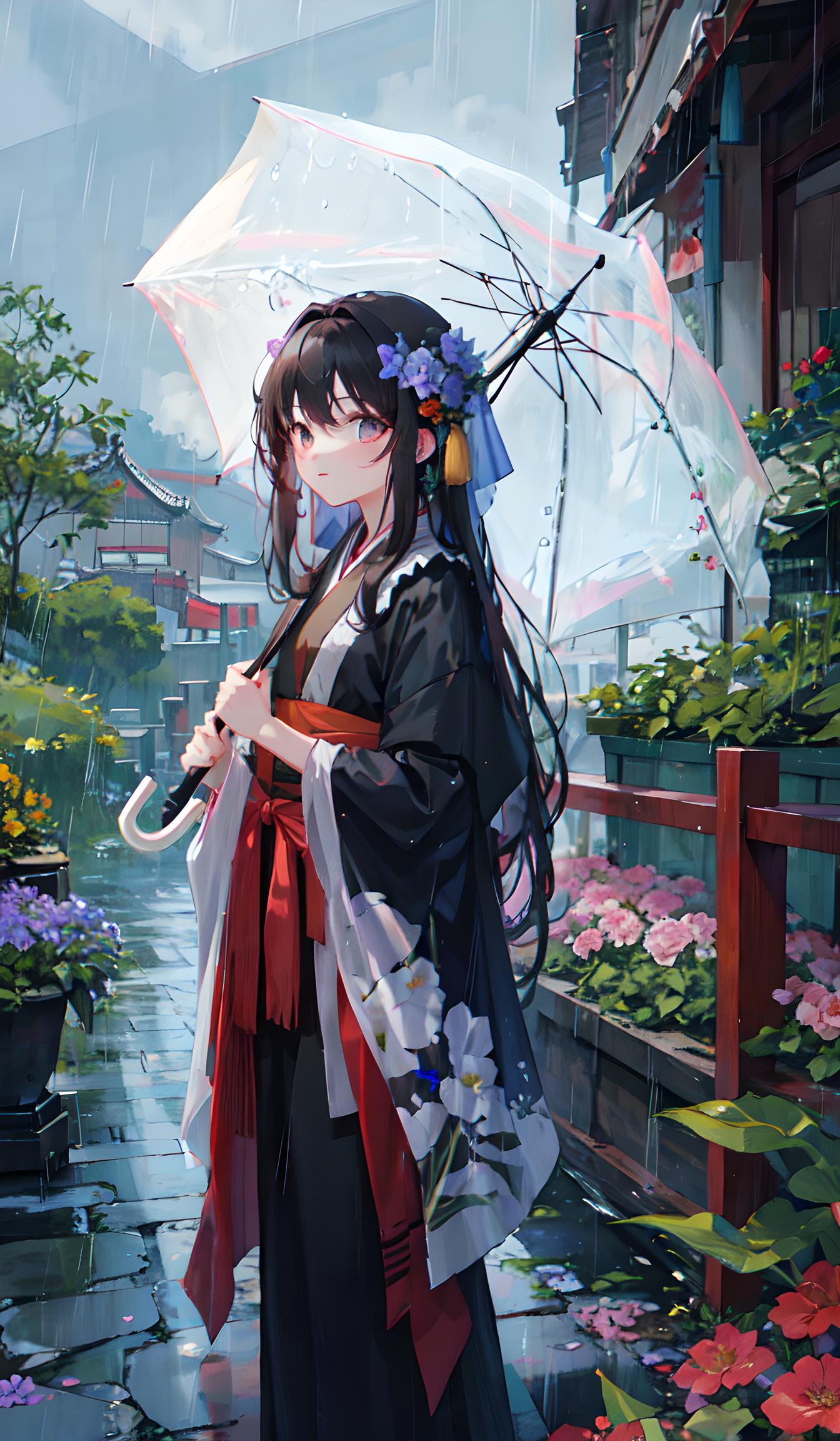 花伞少女