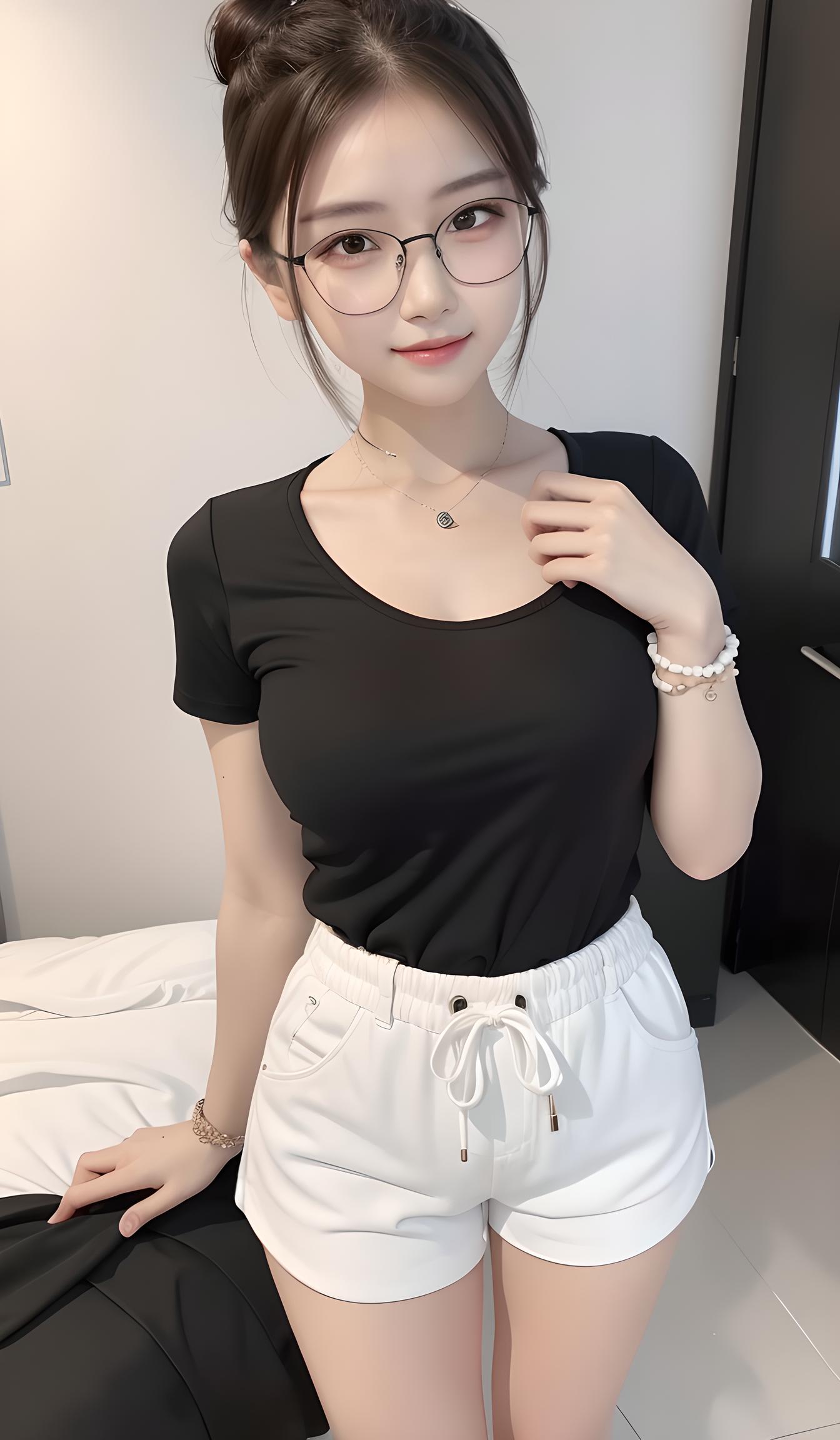 盘发美女