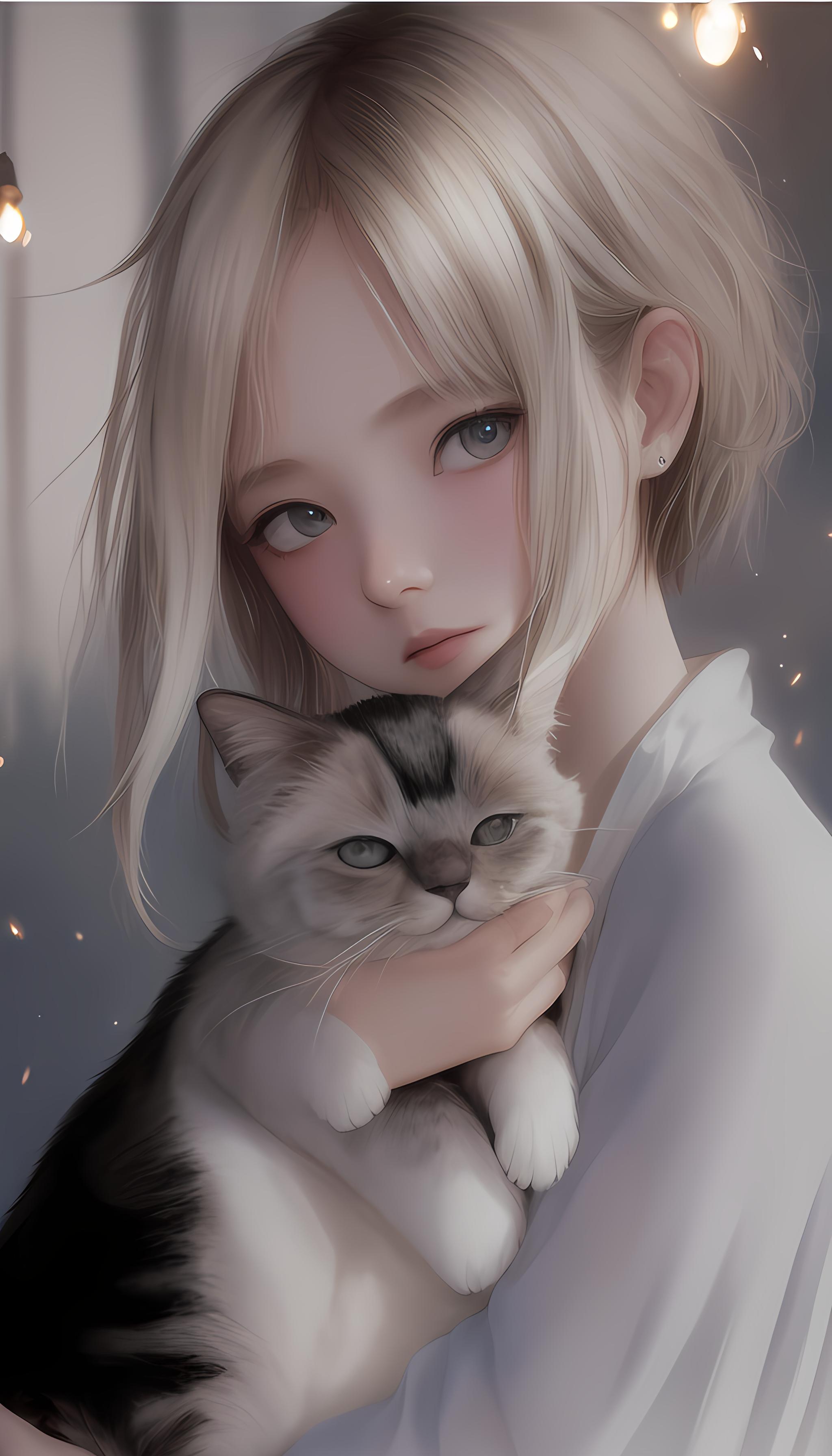 女孩与猫