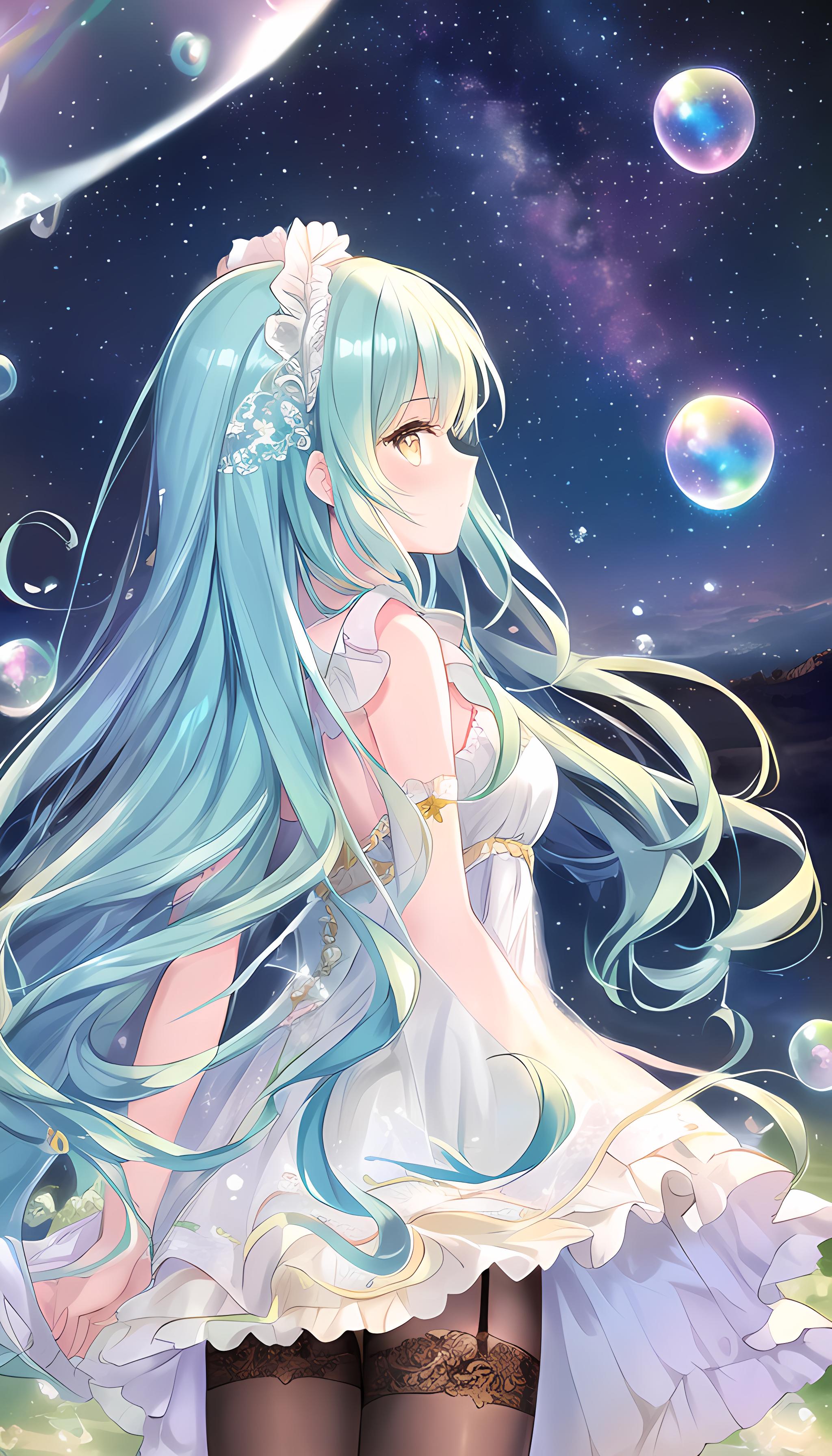 星空下的美少女