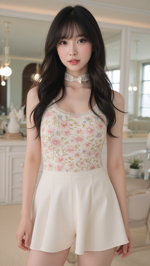 碎花上衣女孩