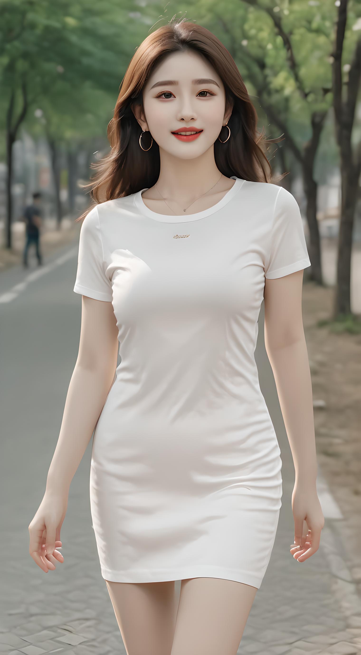 白色连衣裙美女