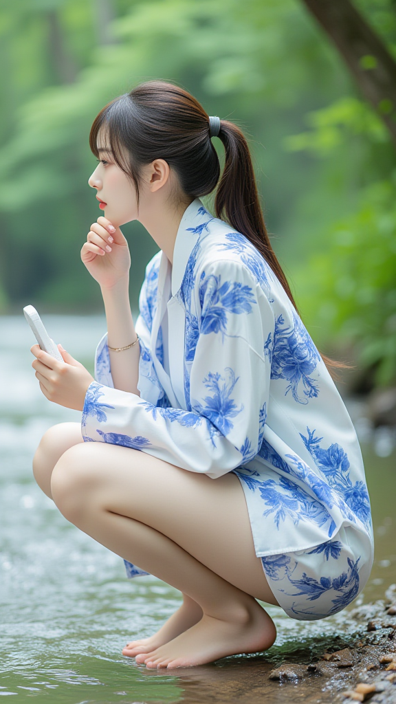 湖边女孩