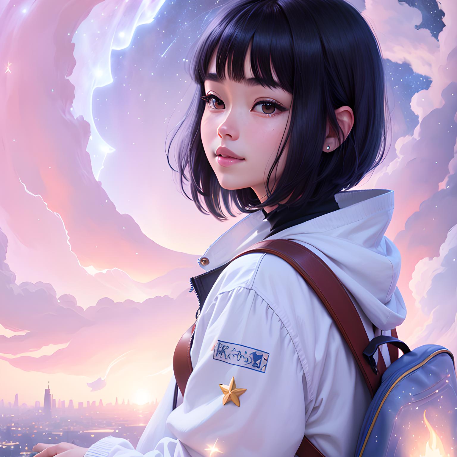 星空下的少女