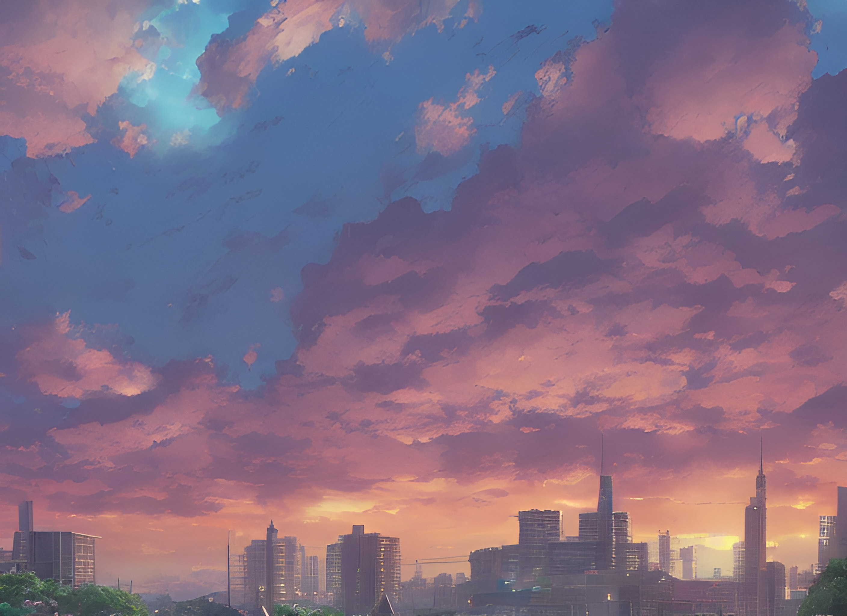 晚霞中的城市