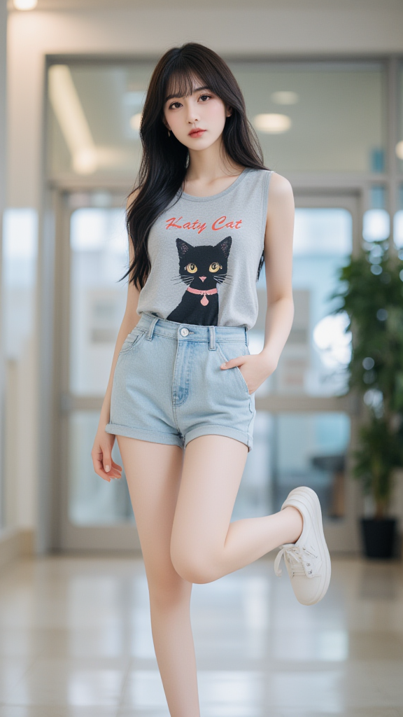 牛仔短裤女孩