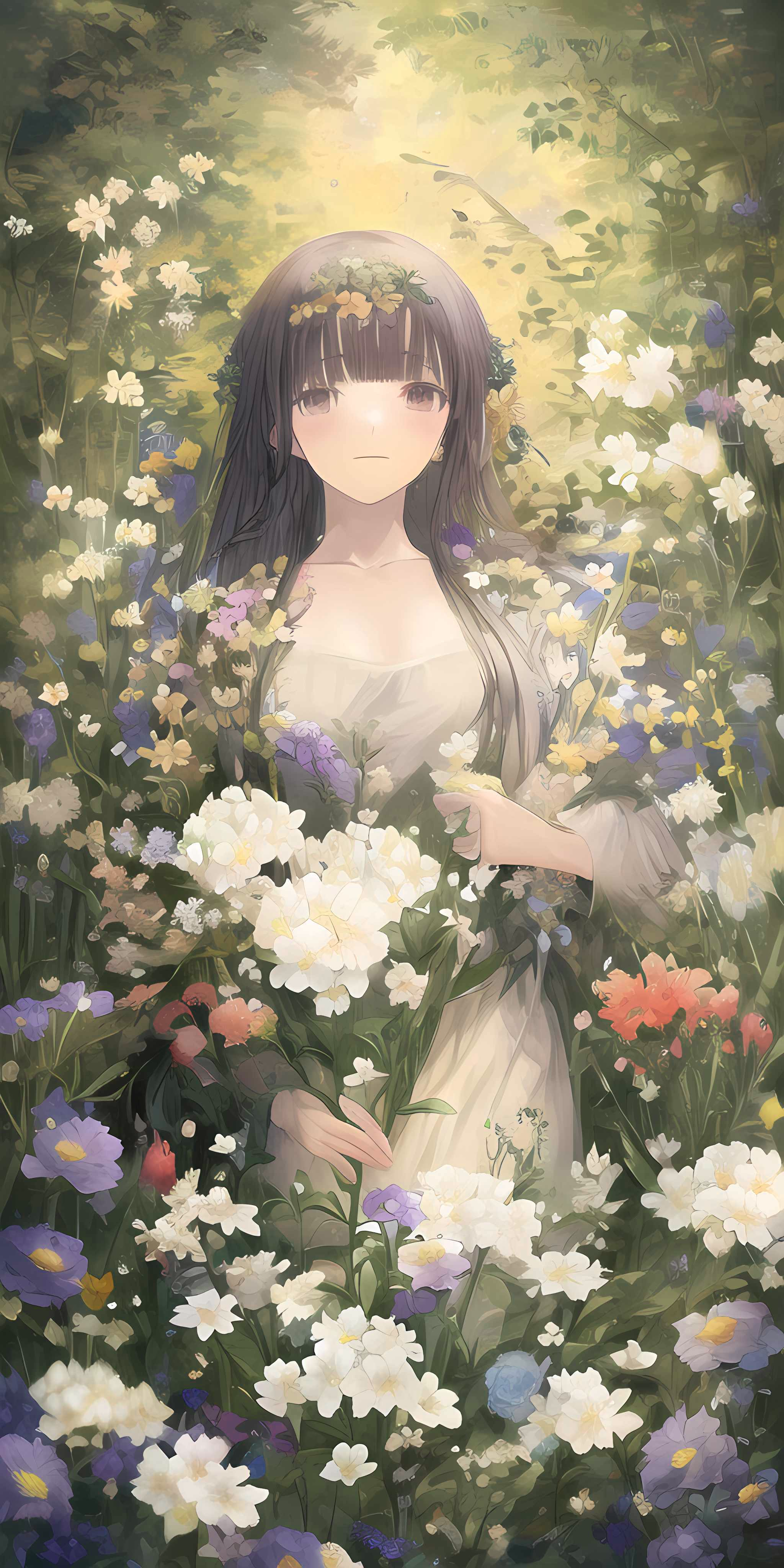 花丛中的少女