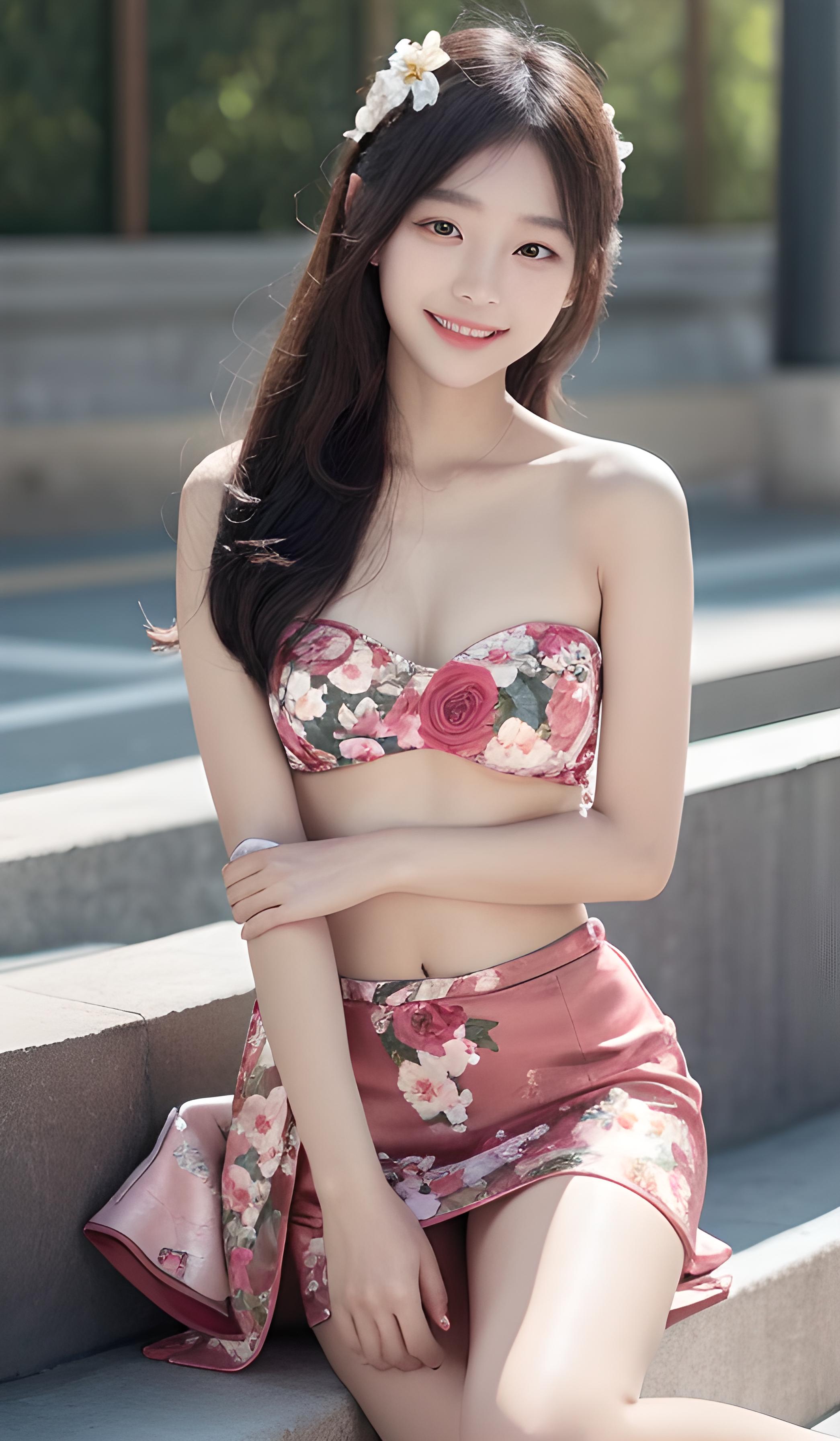 花裙子美女