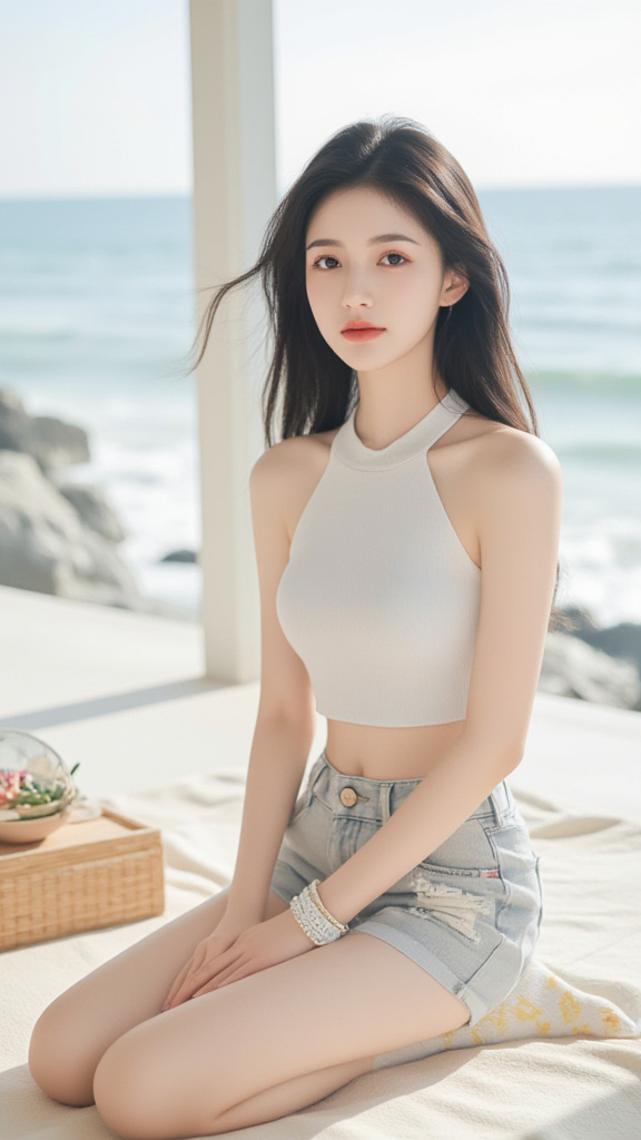 海边女孩写真照片