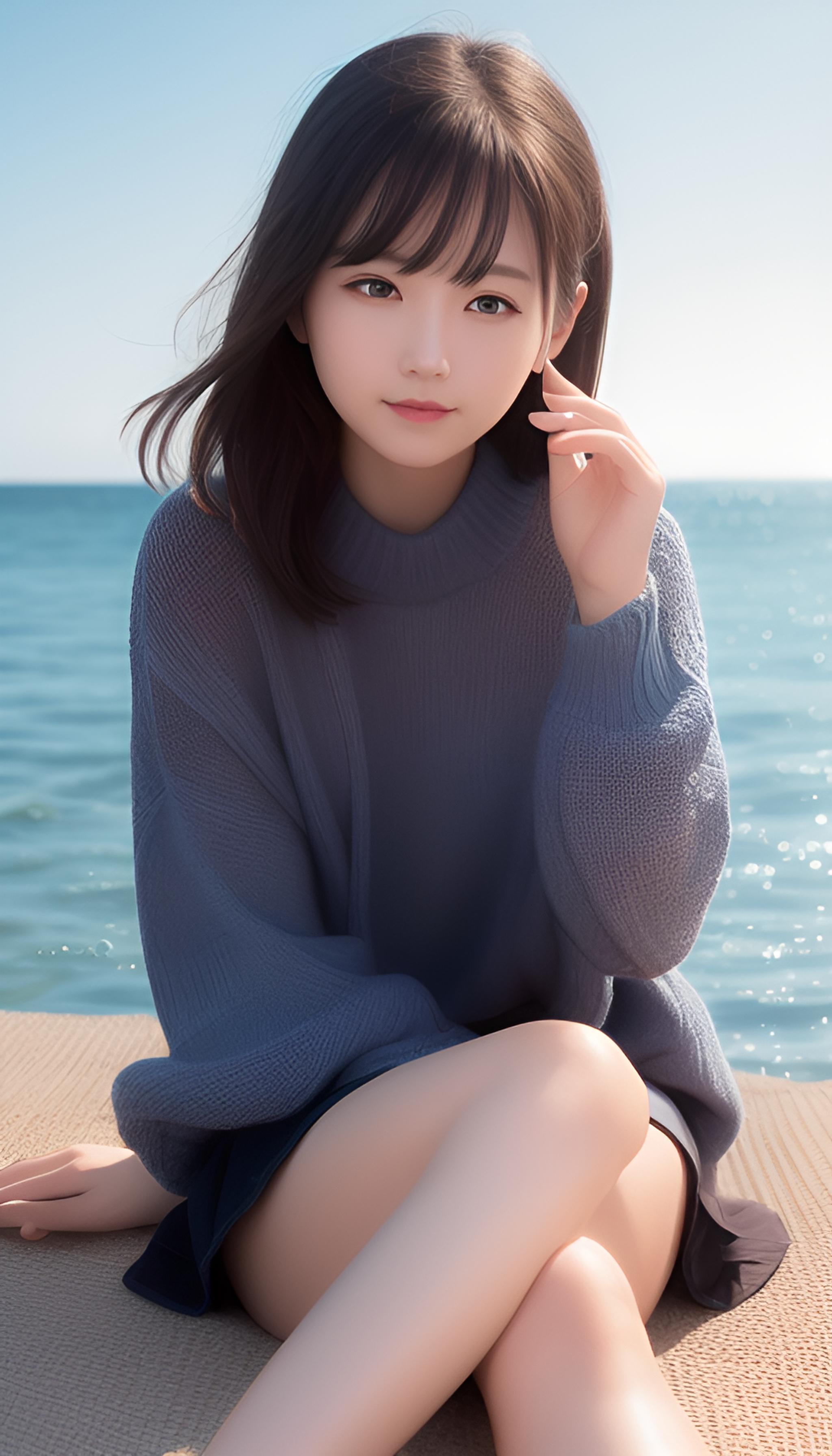 海边毛衣女孩