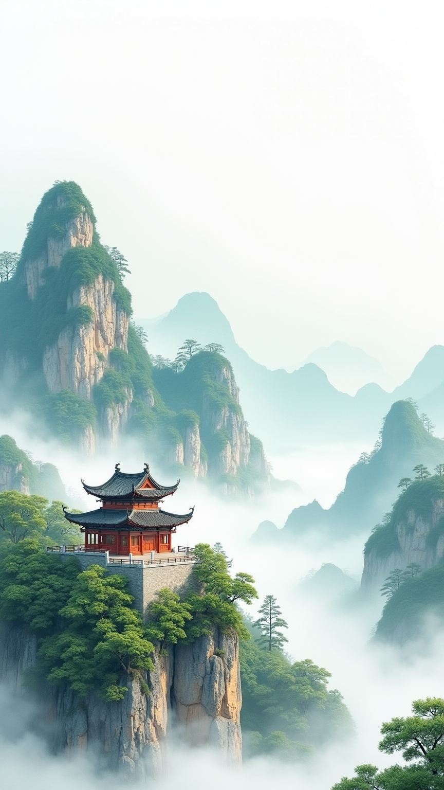 云雾缭绕山峦