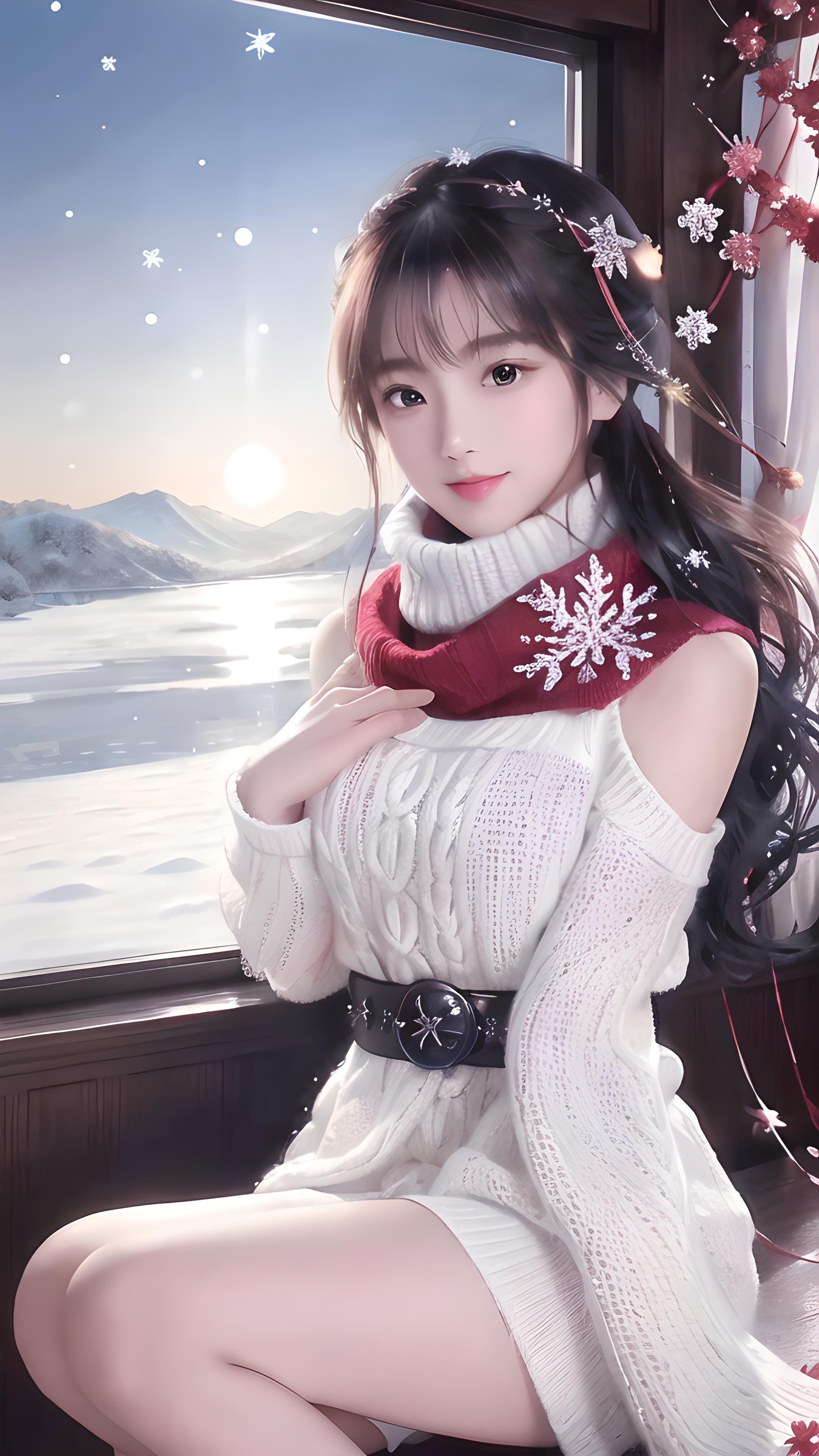 雪中少女