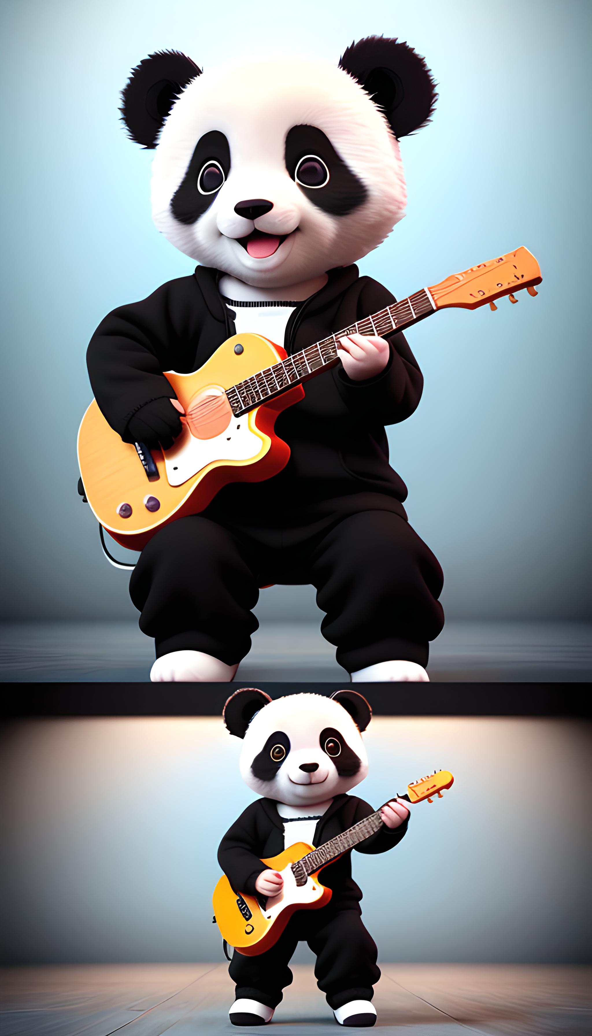 弹吉他的熊猫