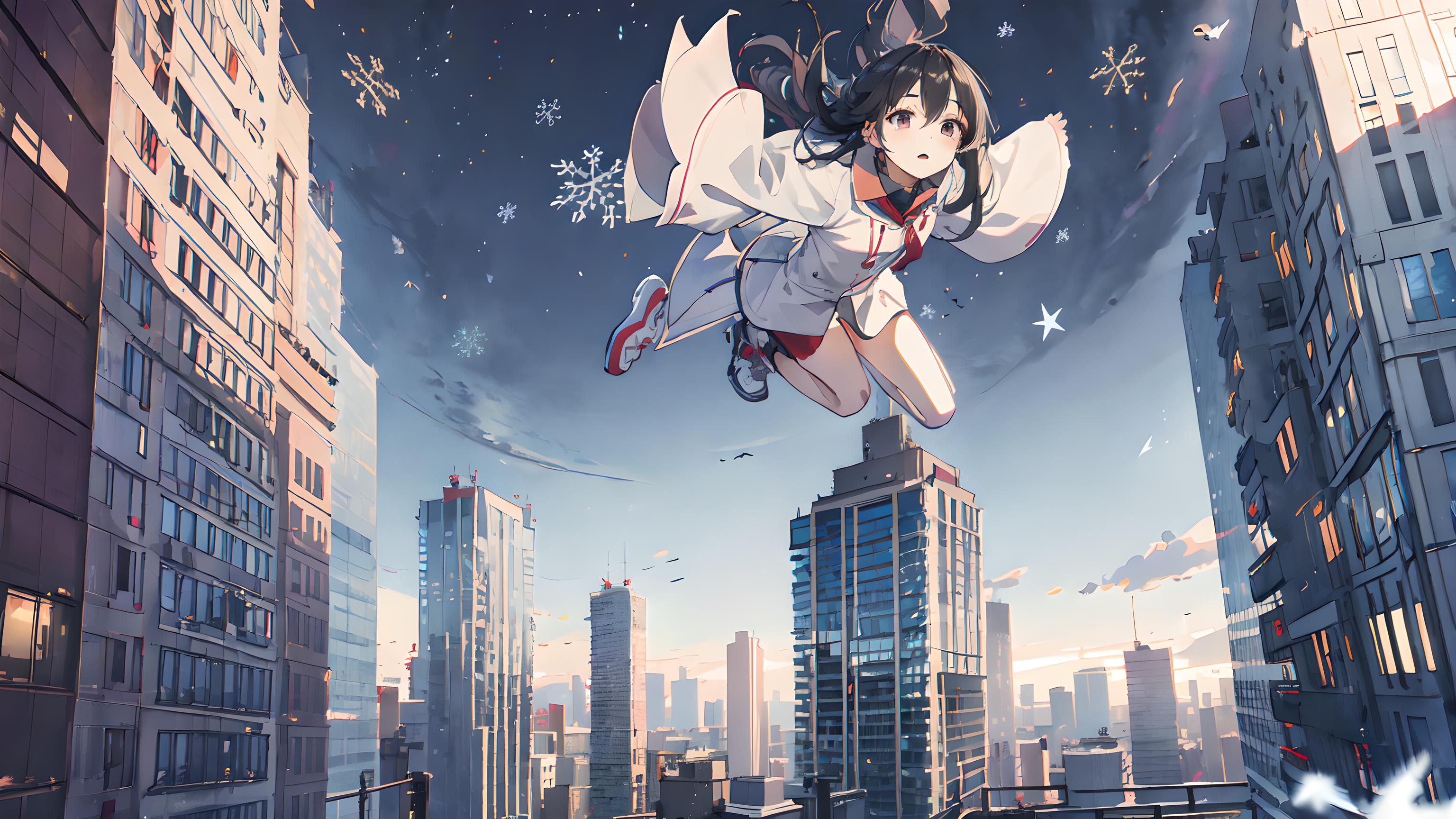 少女从高空跃下