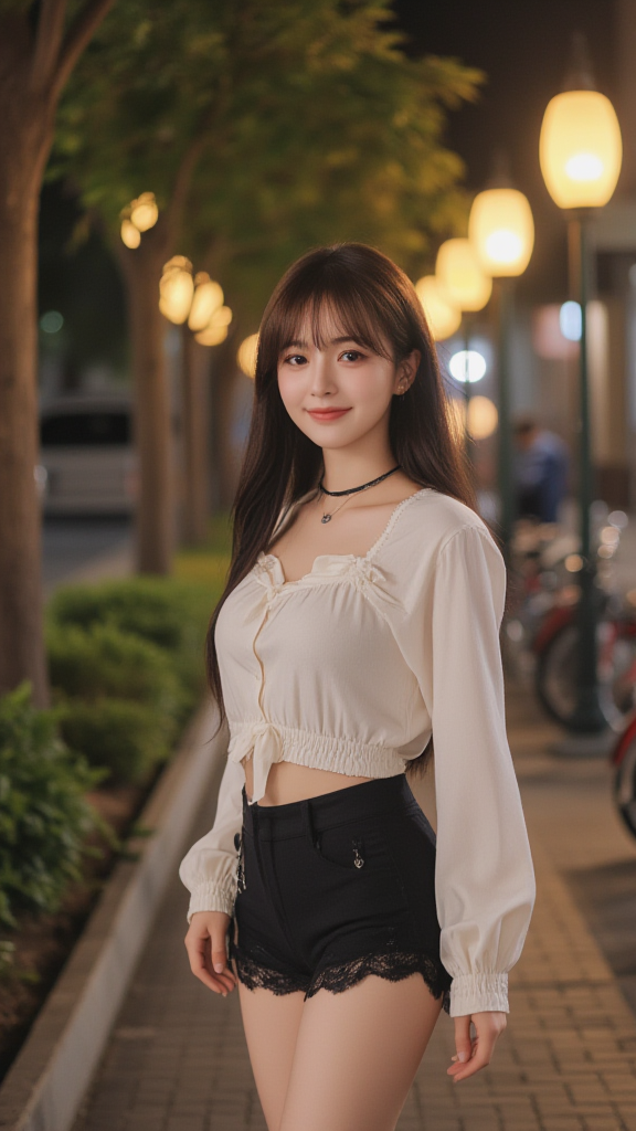 蕾丝边短裤女孩