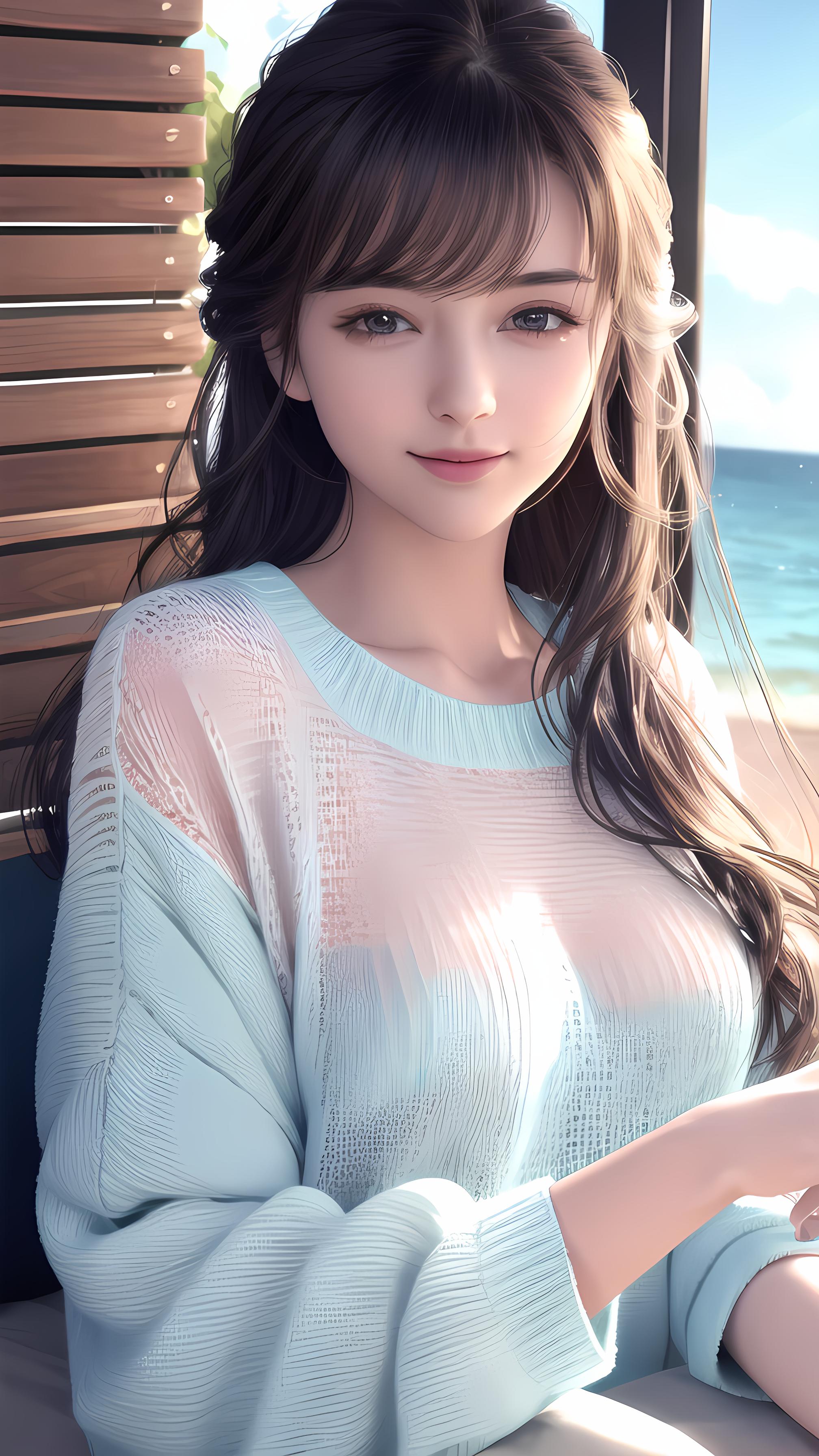 清纯，慵懒风美女