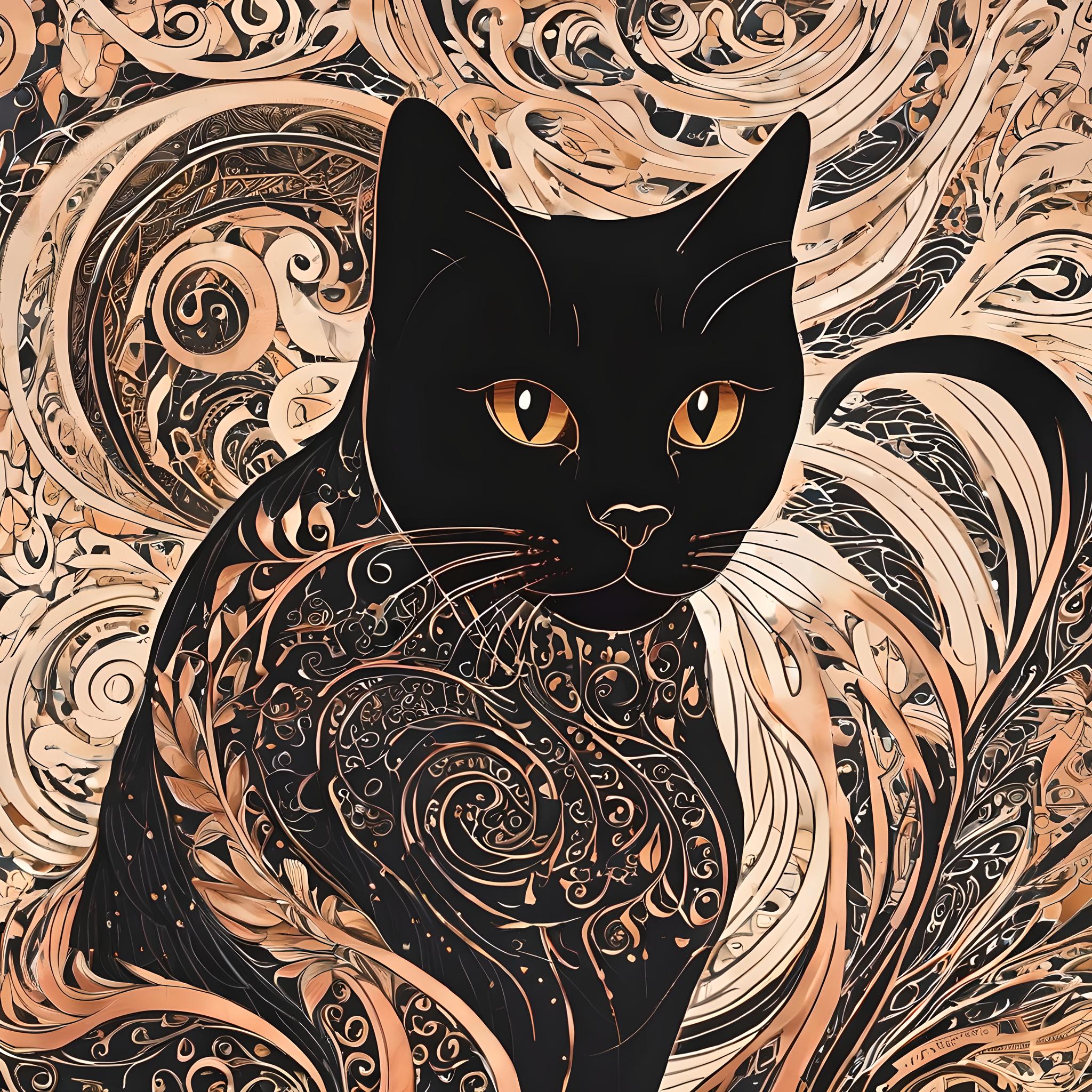 涂鸦艺术风格黑猫