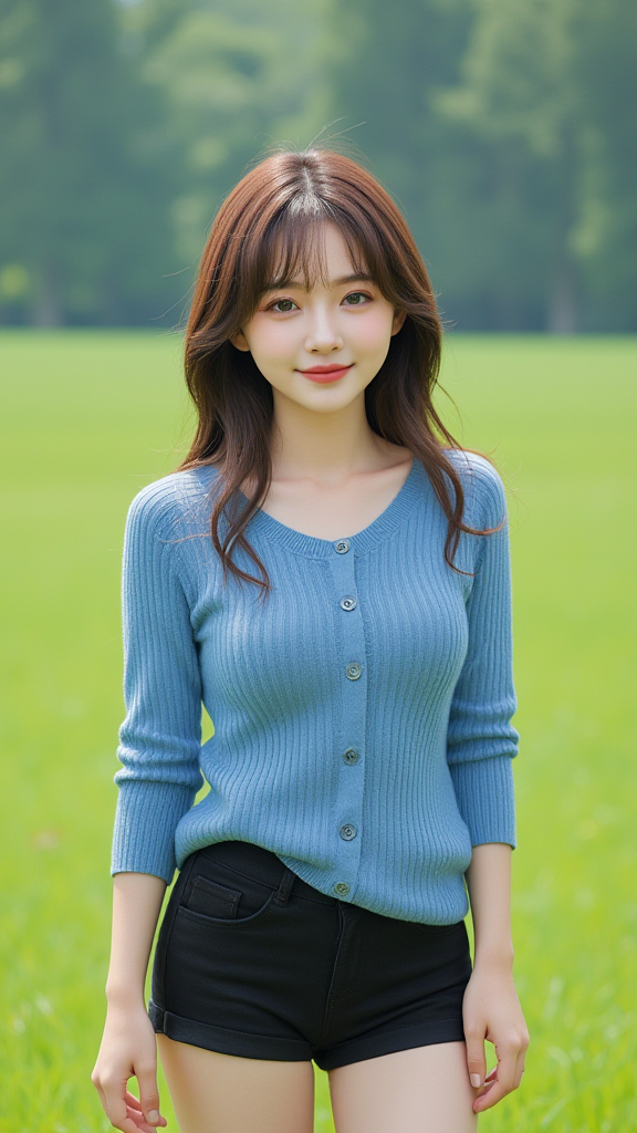 蓝色毛衣女孩