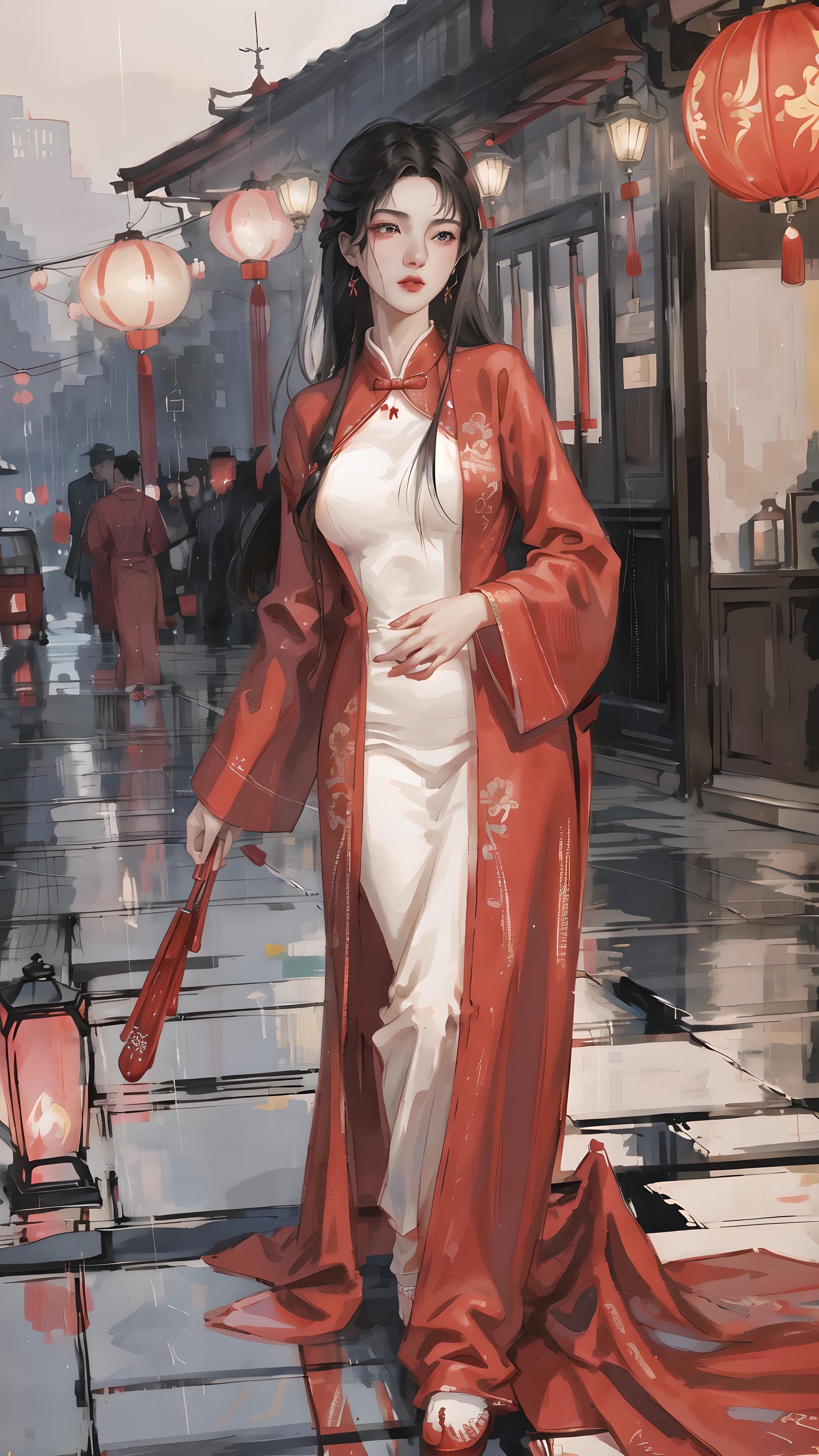 红衣女