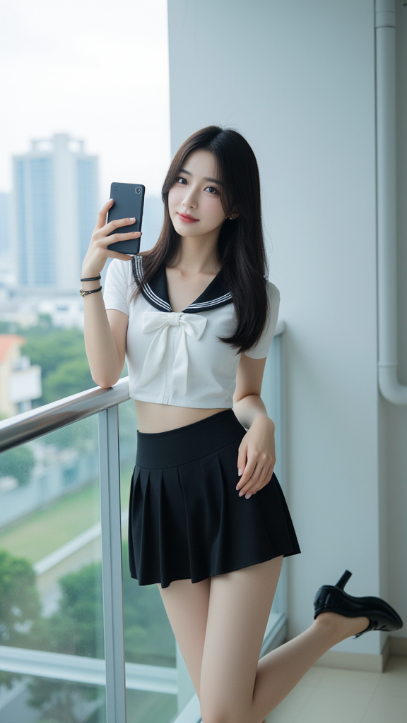 百褶裙女孩