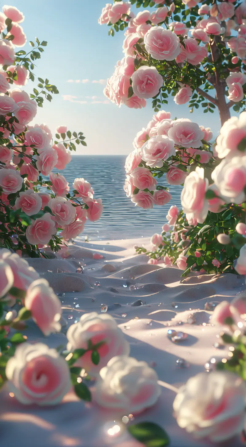 海与白玫瑰