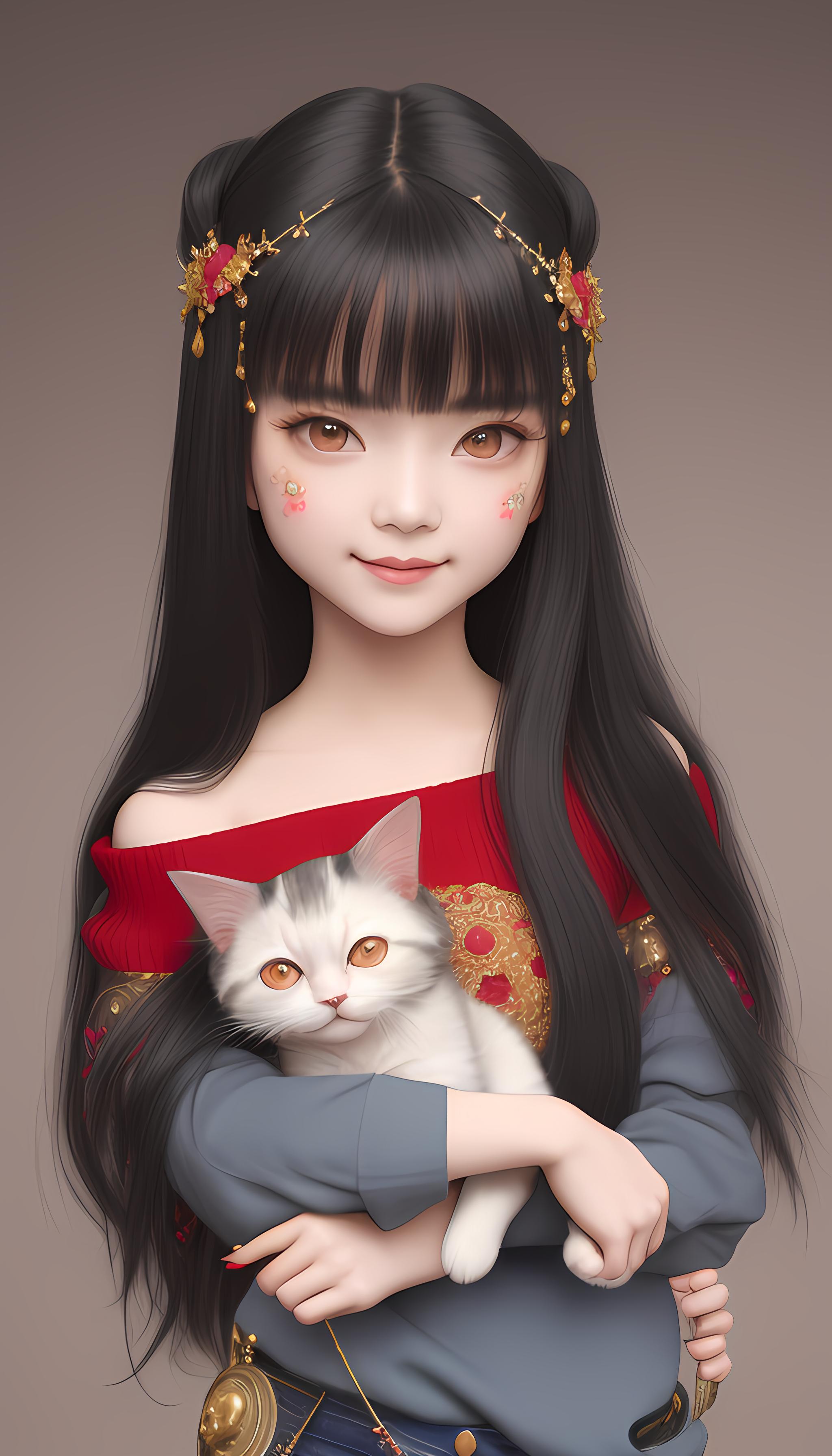 少女和猫