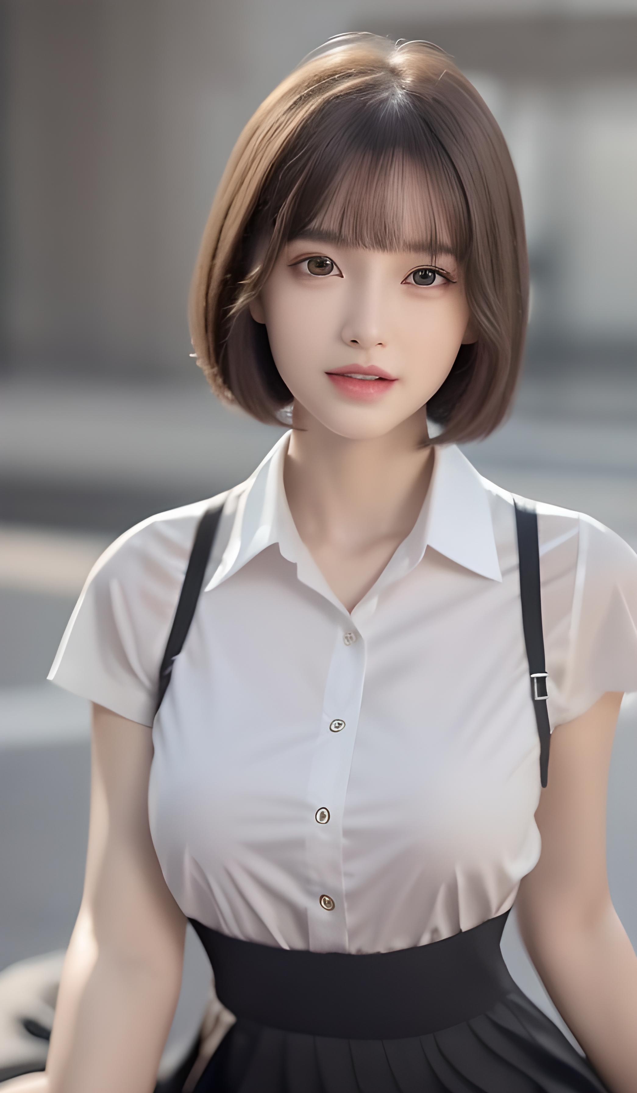 短发美女