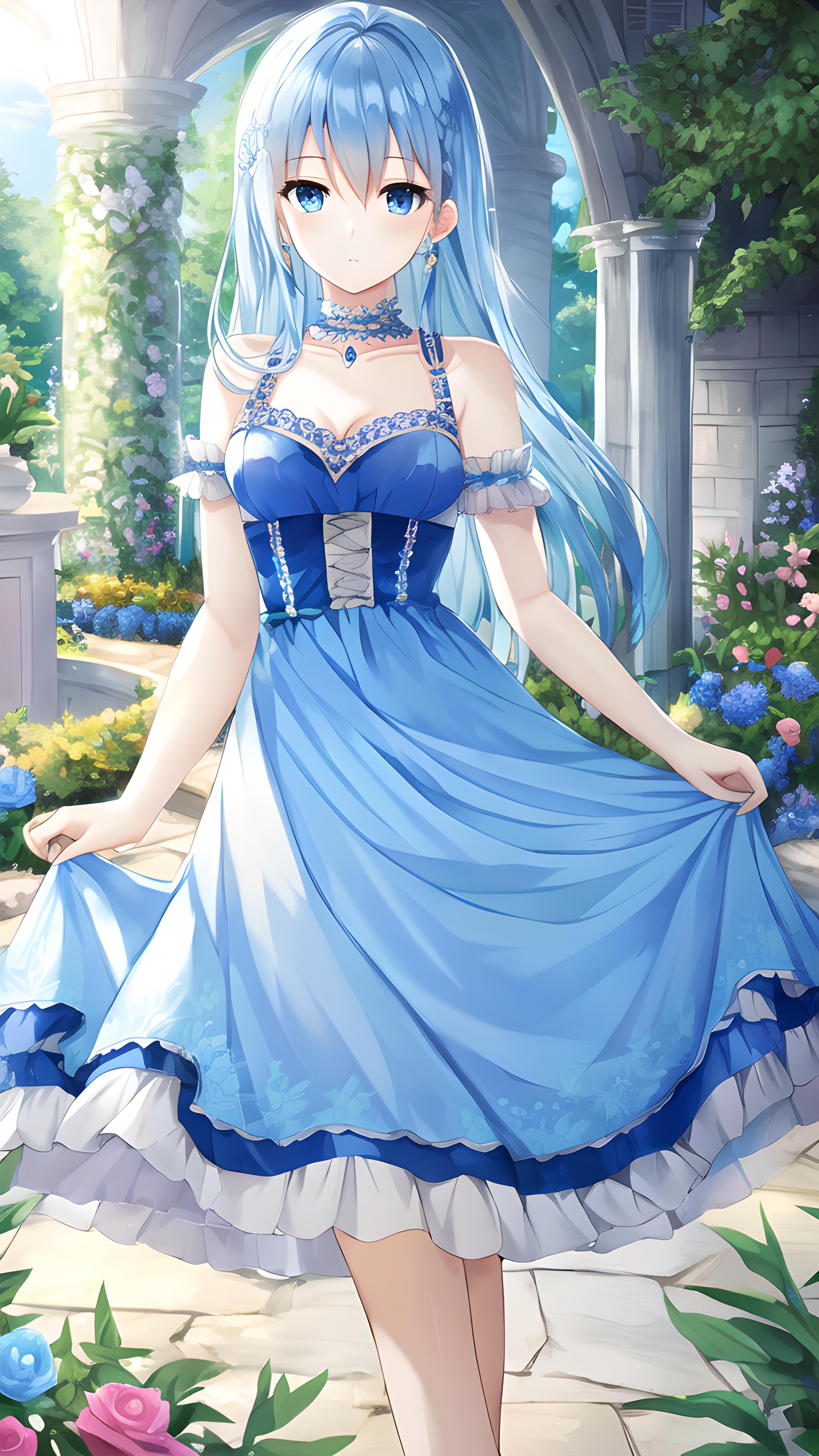 后宫花园的蓝色美女