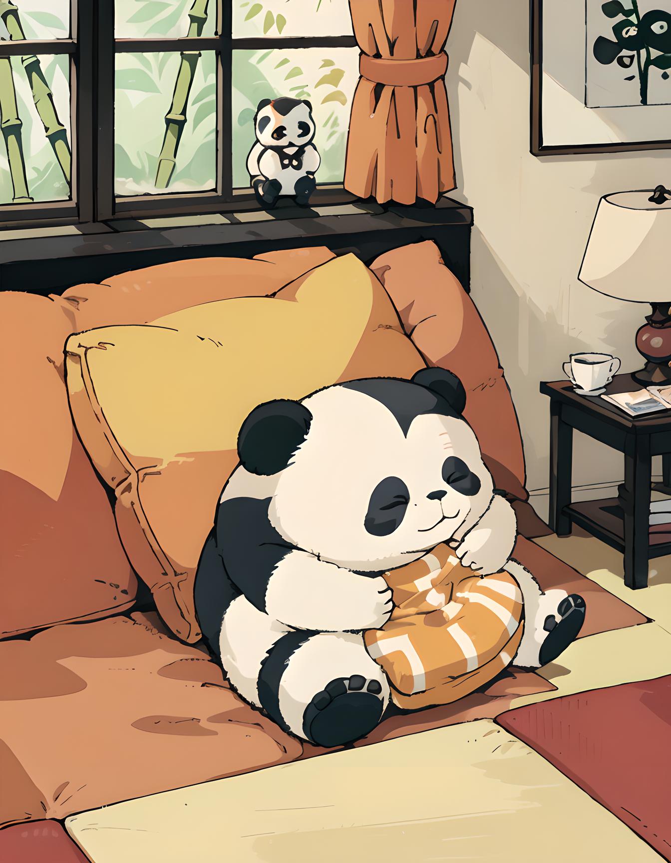 沙发与熊猫