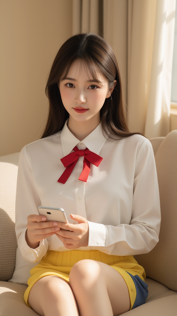 黄色短裙女孩