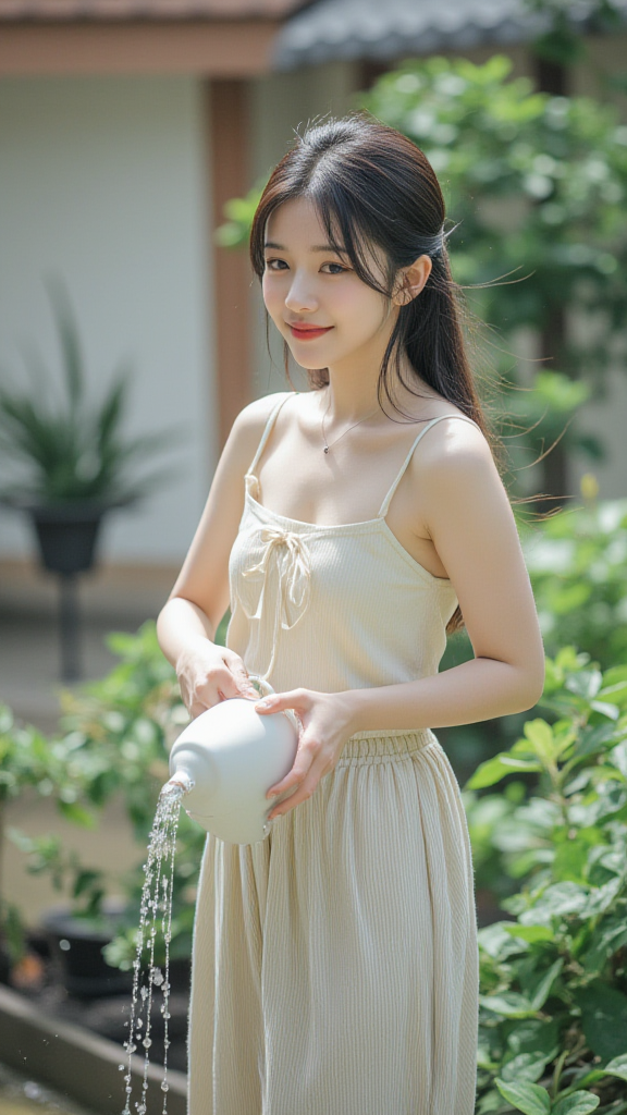 浇花的女孩