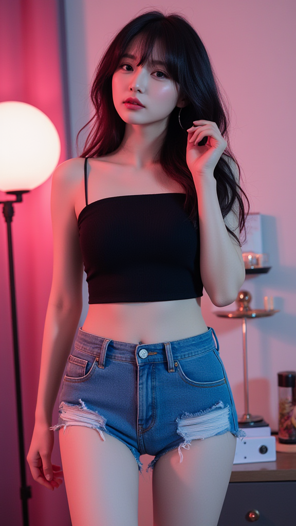 牛仔短裤女孩