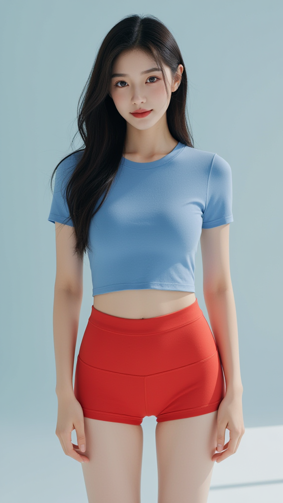蓝色 T恤衫女孩