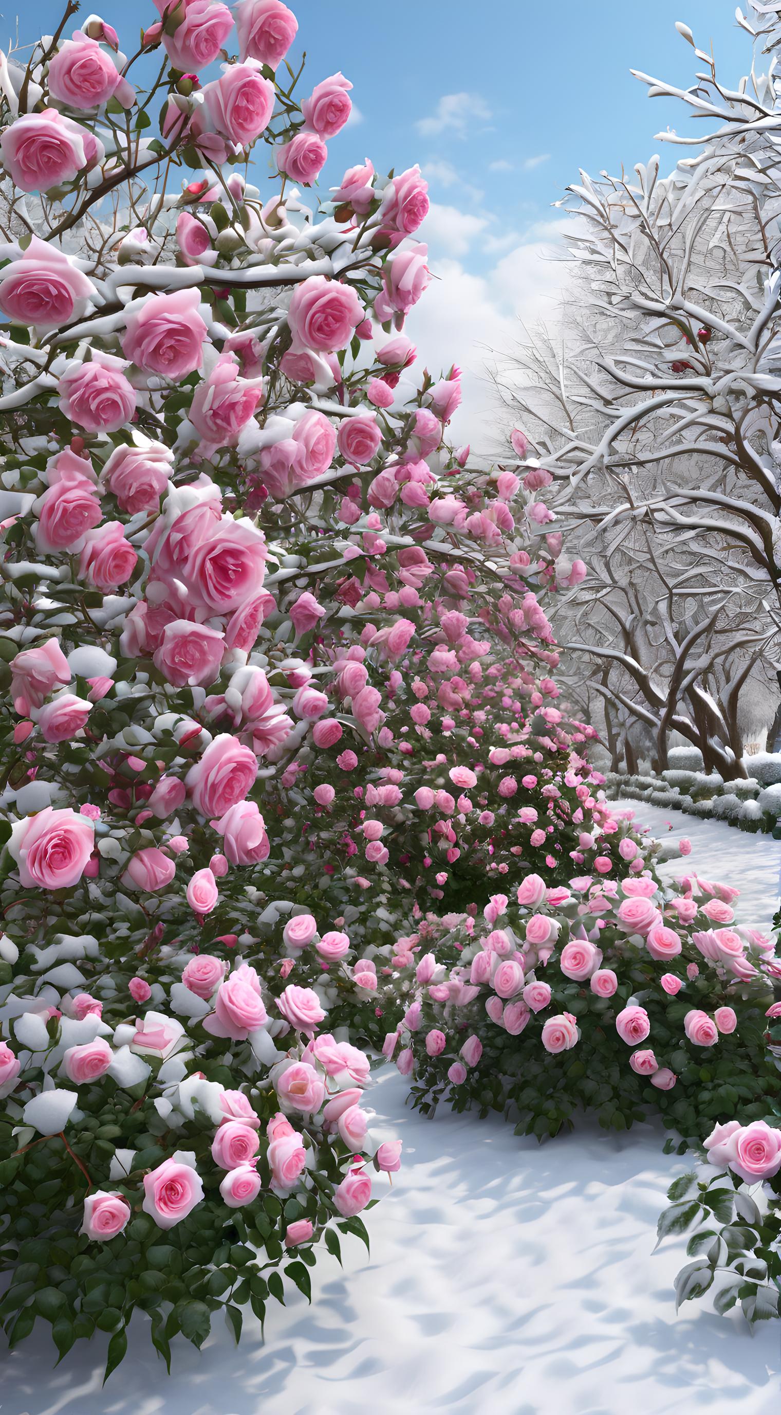 雪中花朵