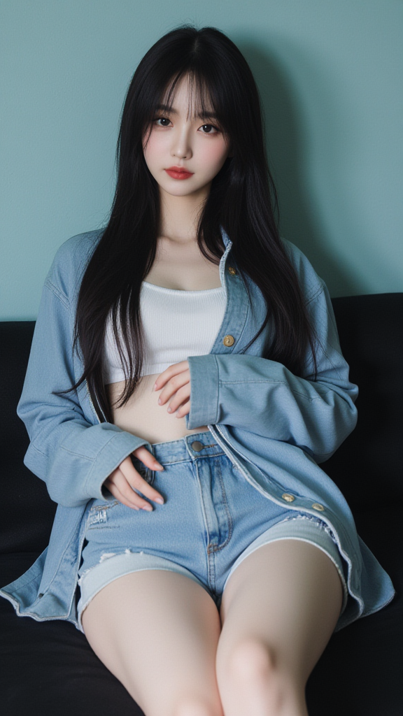 牛仔套装女孩