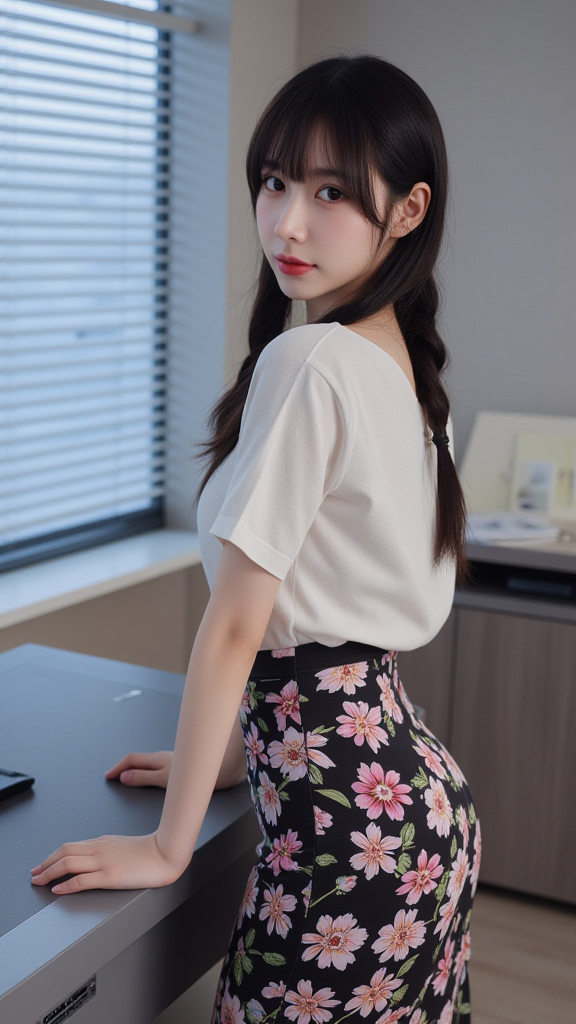 包臀碎花裙女孩
