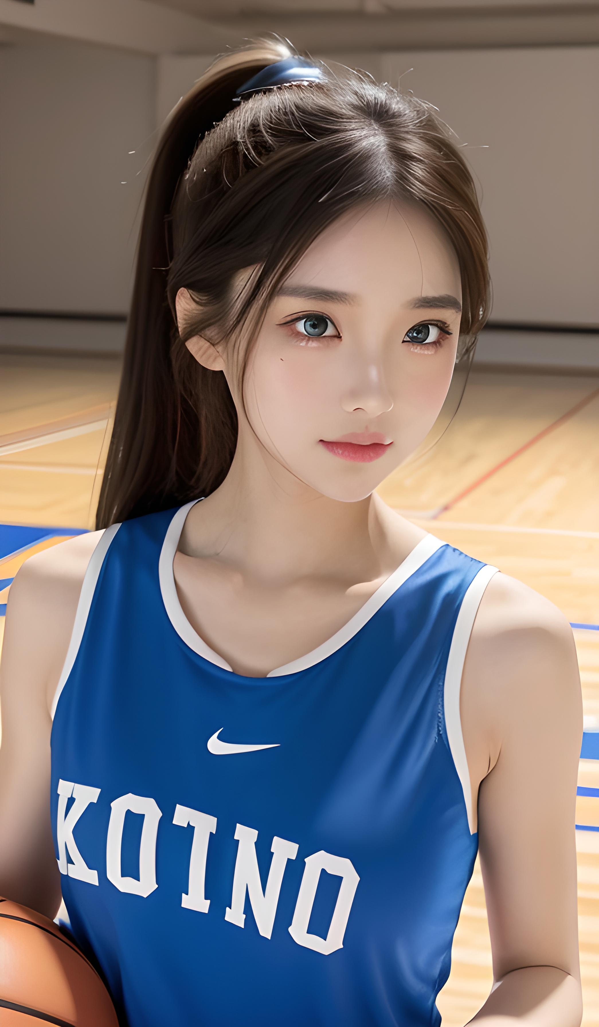 打篮球的美少女