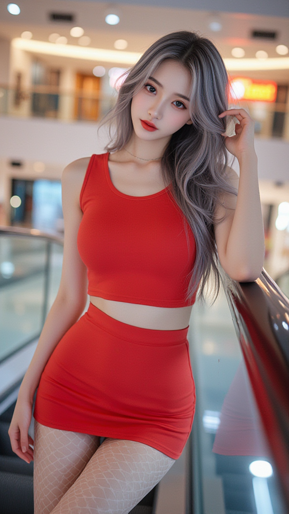 红色连衣裙女孩