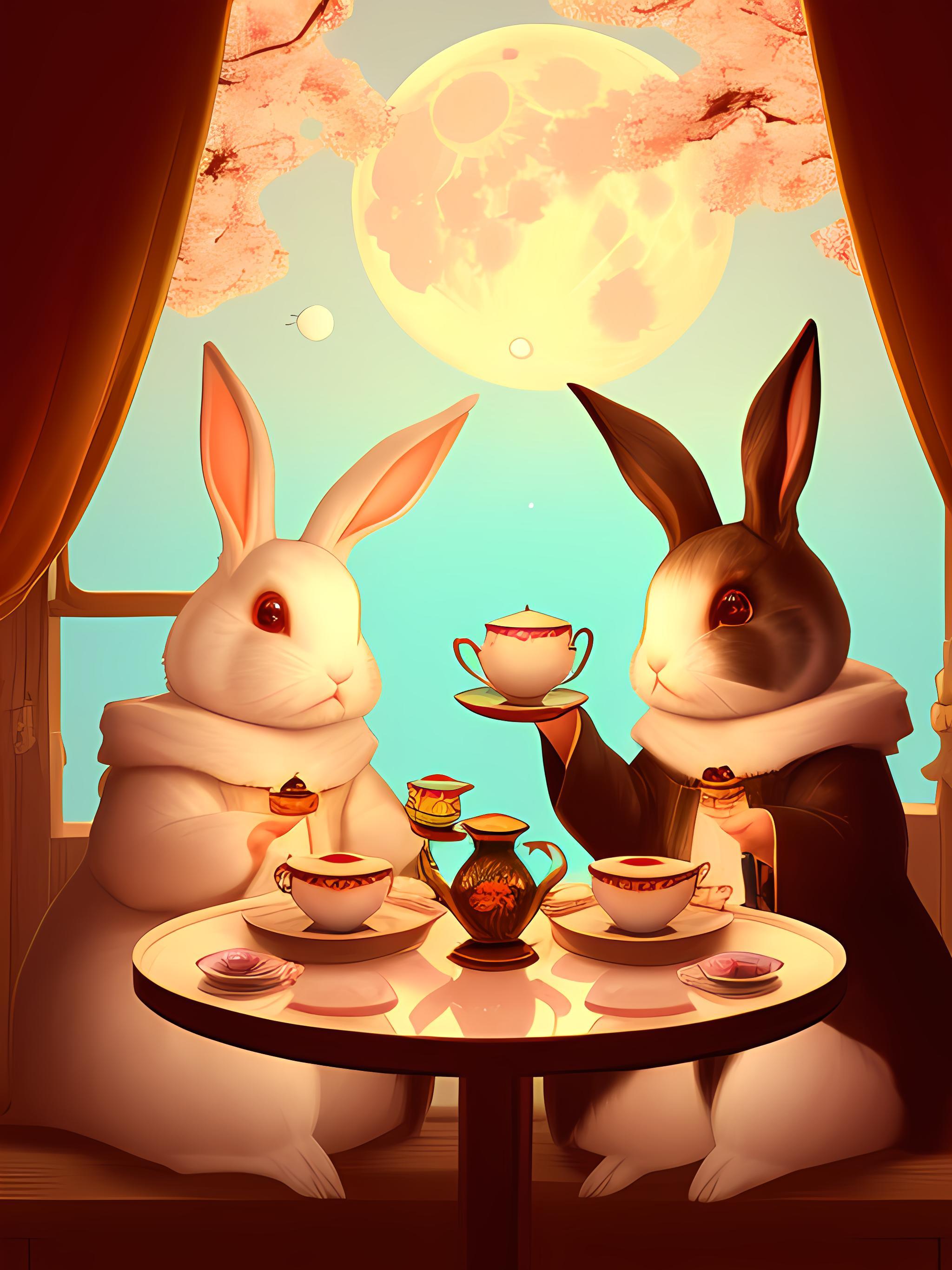 小兔子喝茶