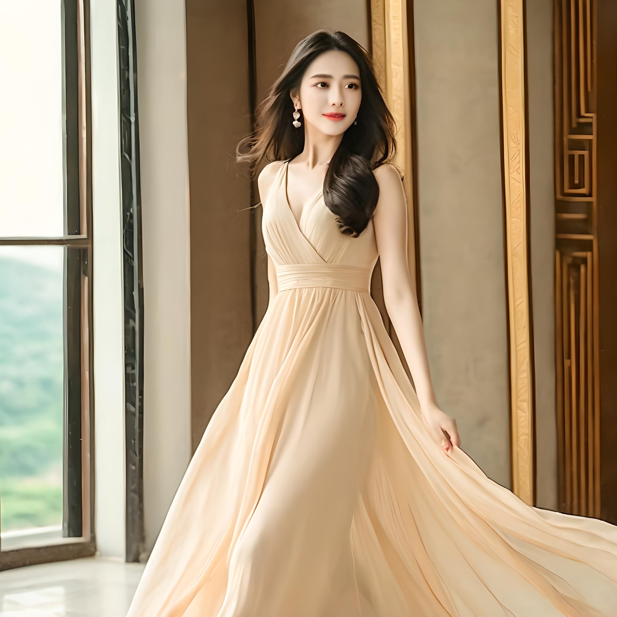 美女在散步