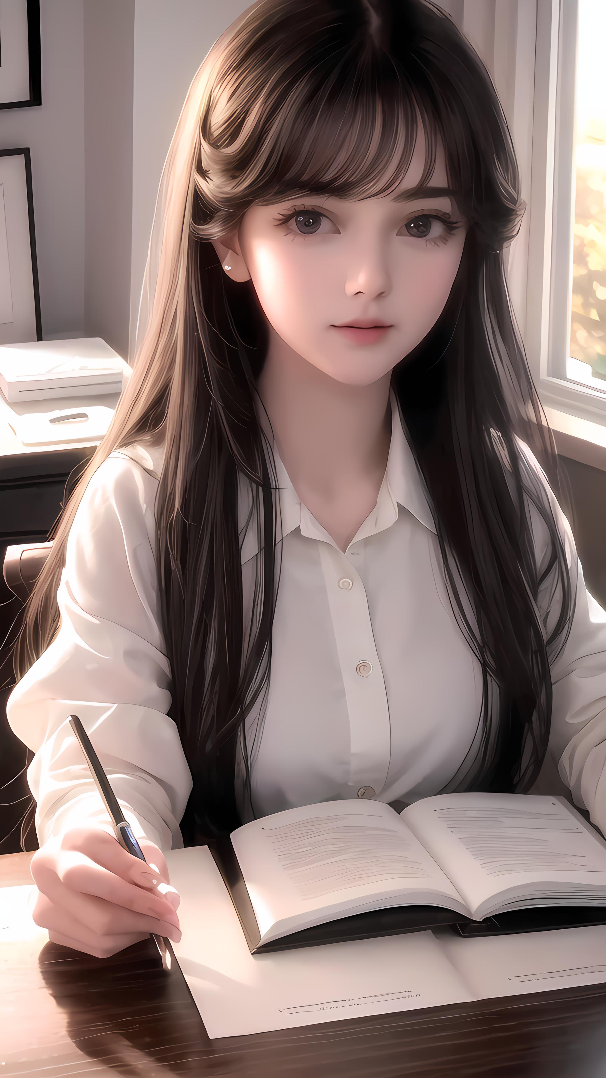 学习中的美少女