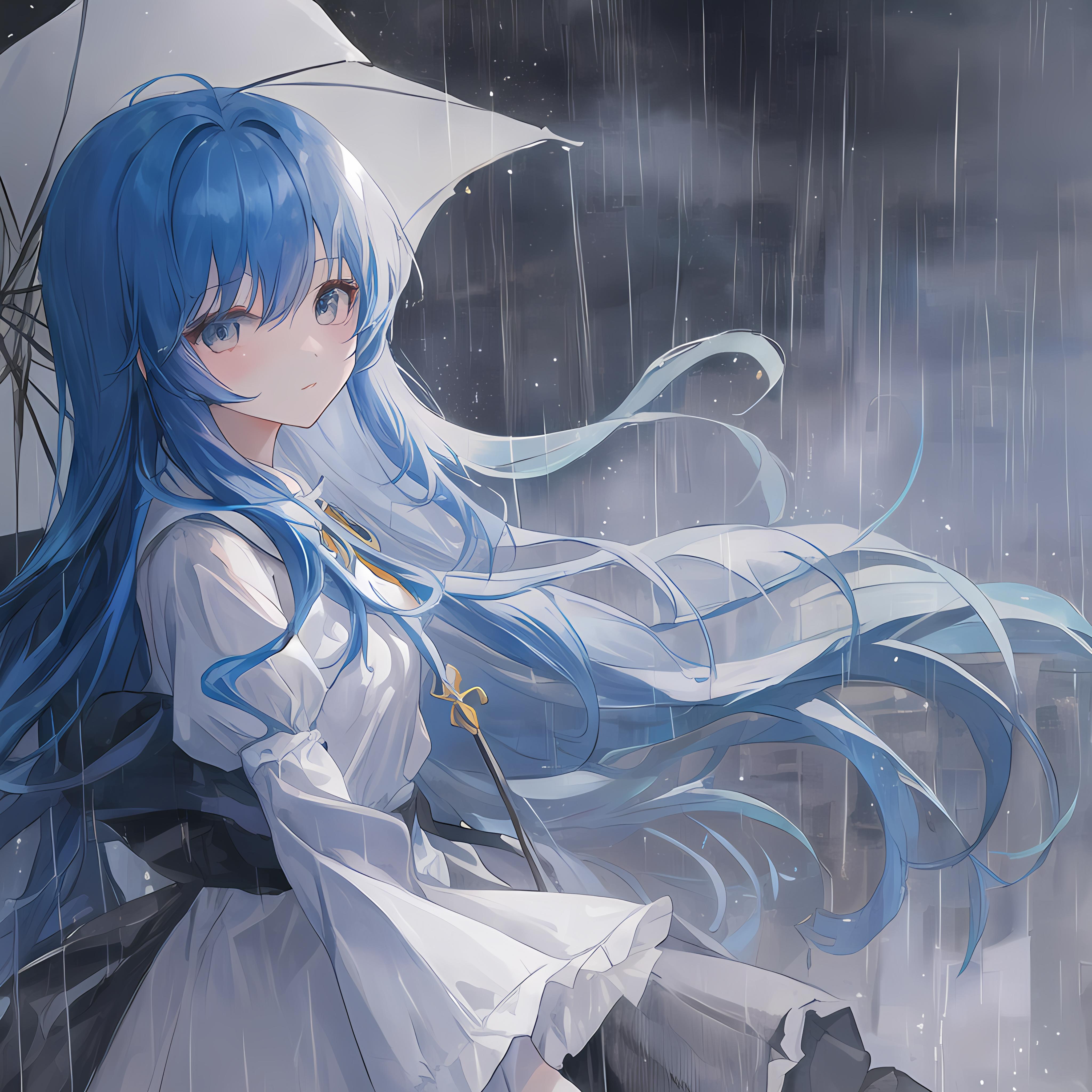 雨中的少女