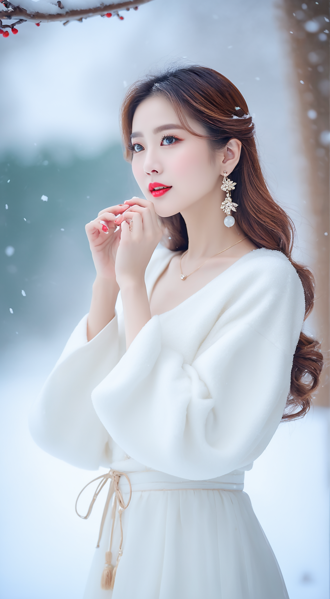 雪中美女