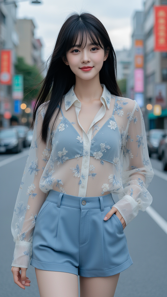 长发街拍美女